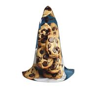 JEJEA Biscotti Cibo Cioccolato Chips Biscotti Stampa Halloween Cosplay Festa di Natale Abiti con Cappuccio Mago Accappatoio Halloween Mantello Medievale Rinascimento