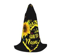 JEJEA Blessed To Be Called Nana Stampa Girasole Halloween Cosplay Festa di Natale Vestaglia con Cappuccio Mantello Halloween Rinascimento Medievale