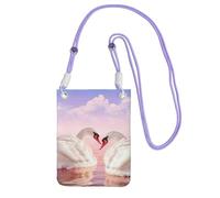 JEJEA Borsa a tracolla per telefono con stampa a cuore cigno per donne e uomini, borsa per telefono con tracolla regolabile, per viaggi e shopping, Viola, Taglia unica