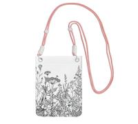 JEJEA Borsa a tracolla per telefono con stampa a fiori bianchi e neri per donne e uomini, borsa per telefono con tracolla regolabile, per lo shopping di viaggio, rosa, Taglia unica