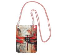 JEJEA Borsa a tracolla per telefono con stampa astratta con libellula rossa per donne e uomini, borsa per telefono con tracolla regolabile, per viaggi e shopping, rosa, Taglia unica