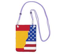 JEJEA Borsa a tracolla per telefono con stampa bandiera della Spagna americana per donne e uomini, borsa per telefono con tracolla regolabile, per viaggi e shopping, Viola, Taglia unica