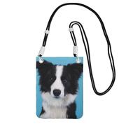 JEJEA Borsa a tracolla per telefono con stampa Border Collie per donne e uomini, tracolla regolabile, per viaggi e shopping, Nero , Taglia unica