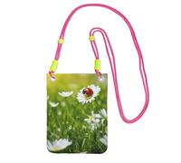 JEJEA Borsa a tracolla per telefono con stampa di coccinelle e margherite per donne e uomini, borsa per telefono con tracolla regolabile, per viaggi e shopping, Fucsia, Taglia unica