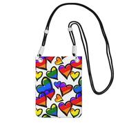 JEJEA Borsa a tracolla per telefono con stampa di cuori gay pride arcobaleno per donne e uomini, borsa per telefono con cinturino regolabile, per lo shopping di viaggio, Nero , Taglia unica
