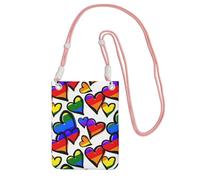 JEJEA Borsa a tracolla per telefono con stampa di cuori gay pride arcobaleno per donne e uomini, borsa per telefono con cinturino regolabile, per lo shopping di viaggio, rosa, Taglia unica