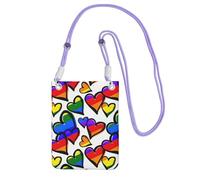 JEJEA Borsa a tracolla per telefono con stampa di cuori gay pride arcobaleno per donne e uomini, borsa per telefono con cinturino regolabile, per lo shopping di viaggio, Viola, Taglia unica