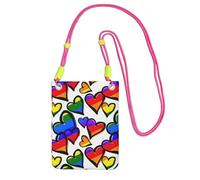 JEJEA Borsa a tracolla per telefono con stampa di cuori gay pride arcobaleno per donne e uomini, borsa per telefono con cinturino regolabile, per lo shopping di viaggio, Fucsia, Taglia unica