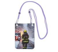 JEJEA Borsa a tracolla per telefono con stampa di fiamme pompiere per donne e uomini, borsa per telefono con tracolla regolabile, per viaggi e shopping, Viola, Taglia unica