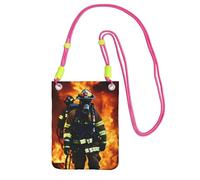 JEJEA Borsa a tracolla per telefono con stampa di fiamme pompiere per donne e uomini, borsa per telefono con tracolla regolabile, per viaggi e shopping, Fucsia, Taglia unica