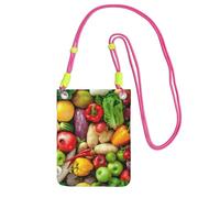 JEJEA Borsa a tracolla per telefono con stampa di frutta e verdura fresca per donne e uomini, borsa per telefono con tracolla regolabile, per viaggi e shopping, Fucsia, Taglia unica