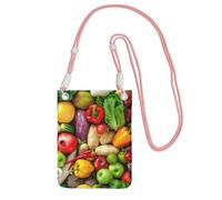 JEJEA Borsa a tracolla per telefono con stampa di frutta e verdura fresca per donne e uomini, borsa per telefono con tracolla regolabile, per viaggi e shopping, rosa, Taglia unica