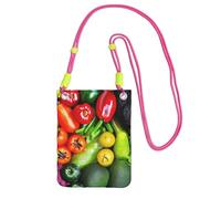JEJEA Borsa a tracolla per telefono con stampa di frutta e verdura fresca per donne e uomini, borsa per telefono con tracolla regolabile, per lo shopping di viaggi, Fucsia, Taglia unica