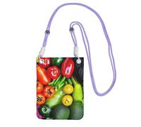 JEJEA Borsa a tracolla per telefono con stampa di frutta e verdura fresca per donne e uomini, borsa per telefono con tracolla regolabile, per lo shopping di viaggi, Viola, Taglia unica
