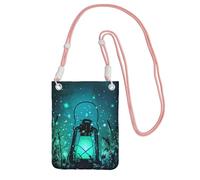 JEJEA Borsa a tracolla per telefono con stampa di lucciole e lanterne, per donne e uomini, borsa per telefono con tracolla regolabile, per viaggi e shopping, rosa, Taglia unica