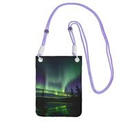 JEJEA Borsa a tracolla per telefono con stampa di luci del nord scure per donne e uomini, borsa per telefono con tracolla regolabile, per viaggi e shopping, Viola, Taglia unica