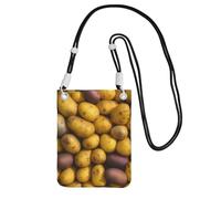 JEJEA Borsa a tracolla per telefono con stampa di molte patate per donne e uomini, borsa per telefono con tracolla regolabile, per lo shopping di viaggio, Nero , Taglia unica