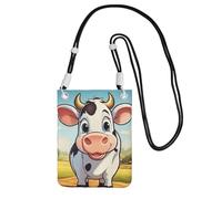 JEJEA Borsa a tracolla per telefono con stampa di mucca latte del fumetto per donne e uomini, borsa per telefono con tracolla regolabile, per viaggi e shopping, Nero , Taglia unica
