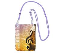 JEJEA Borsa a tracolla per telefono con stampa di note musicali per pianoforte, violino, per donne, uomini, tracolla regolabile, per viaggi e shopping, Viola, Taglia unica