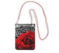 JEJEA Borsa a tracolla per telefono con stampa di rose bianche e rosse nere per donne e uomini, borsa per telefono con tracolla regolabile, per lo shopping di viaggio, rosa, Taglia unica