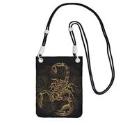 JEJEA Borsa a tracolla per telefono con stampa di scorpione dorata per donne e uomini, borsa per telefono con tracolla regolabile, per lo shopping di viaggio, Nero , Taglia unica