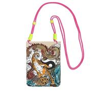 JEJEA Borsa a tracolla per telefono con stampa drago e tigre per donne e uomini, borsa per telefono con tracolla regolabile, per viaggi e shopping, Fucsia, Taglia unica