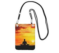 JEJEA Borsa a tracolla per telefono con stampa meditazione yoga per donne e uomini, borsa per telefono con tracolla regolabile, per viaggi e shopping, Nero , Taglia unica