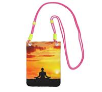 JEJEA Borsa a tracolla per telefono con stampa meditazione yoga per donne e uomini, borsa per telefono con tracolla regolabile, per viaggi e shopping, Fucsia, Taglia unica