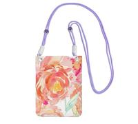 JEJEA Borsa a tracolla per telefono con stampa peonia pesca per donne e uomini, borsa per telefono con tracolla regolabile, per lo shopping di viaggio, Viola, Taglia unica