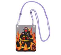 JEJEA Borsa a tracolla per telefono con stampa pompiere vigile del fuoco per donne e uomini, borsa per telefono con tracolla regolabile, per viaggi e shopping, Viola, Taglia unica