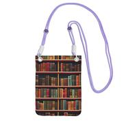 JEJEA Borsa a tracolla per telefono da biblioteca con stampa di libri, per donne e uomini, borsa per telefono con tracolla regolabile, per viaggi e shopping
