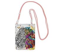 JEJEA Borsa per telefono a tracolla con stampa a vantaggio del cervello sinistro e destro per donne e uomini, borsa per telefono con tracolla regolabile, per lo shopping di viaggio, rosa, Taglia unica