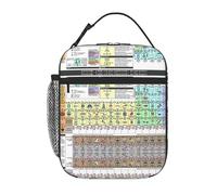 JEJEA Borsa termica per il pranzo, riutilizzabile, con stampa con tavola periodica degli elementi, borsa tote per il pranzo, tracolla regolabile, per ufficio e picnic