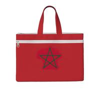 JEJEA Borsa tote con stampa bandiera del Marocco per donne e uomini, borsa tote in tela di grande capacità con chiusura a cerniera, per lavoro, computer portatile, Nero , Taglia unica