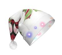 JEJEA Buon Natale Carino Pupazzo di Neve Stampa Cappello di Babbo Natale Adulto Led, Cappello di Natale Con Luci Per Le Donne E Gli Uomini Capodanno Forniture