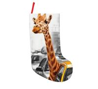 JEJEA Calze natalizie con stampa giraffa a New York, calze natalizie personalizzate, calze da appendere al camino, regalo per feste di Natale