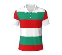 JEJEA Camicia da golf da uomo con stampa bandiera bulgara, polo a maniche corte traspirante per gli uomini, maglietta casual per tutti i giorni, Nero , 3XL