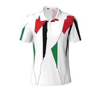 JEJEA Camicia da golf da uomo con stampa della mappa della bandiera della Palestina, polo a maniche corte traspirante per gli uomini, maglietta casual per tutti i giorni, Nero , XL