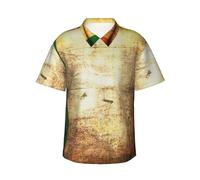 JEJEA Camicia hawaiana con stampa bandiera irlandese da uomo, a maniche corte, con bottoni, camicie estive da spiaggia, top cubano casual, Nero , S