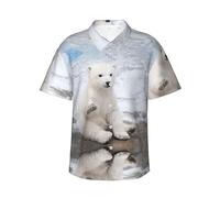 JEJEA Camicia hawaiana con stampa di orso polare da uomo, a maniche corte, con bottoni, camicie estive da spiaggia, top cubano casual, Nero , L