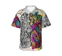 JEJEA Camicia hawaiana da uomo con stampa a vantaggio del cervello sinistro e destro, a maniche corte, con bottoni, camicie da spiaggia estive, top cubano casual, Nero , L