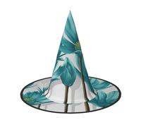 JEJEA Cappello da strega grande da donna, con stampa floreale, colore: verde acqua, grigio e bianco, cappello da strega, cappello da strega, per Halloween, cosplay, festa
