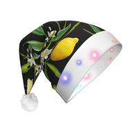 JEJEA Cappello di Babbo Natale con stampa di limone e fiore per adulti, cappello di Natale con luci per donne e uomini, forniture per feste di Capodanno