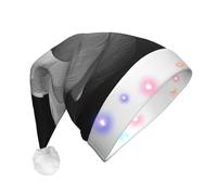 JEJEA Cappello di Babbo Natale con stampa floreale bianco nero a LED, cappello di Natale con luci per donne e uomini forniture per feste di Capodanno