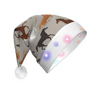 JEJEA Cappello di Babbo Natale della stampa del cavallo sveglio del cappello adulto del LED, cappello di Natale con le luci per le donne e gli uomini rifornimenti