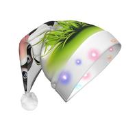 JEJEA Cappello di Babbo Natale della stampa della mucca sveglio del LED, cappello di Natale con le luci per le donne e gli uomini forniture del partito di Capodanno