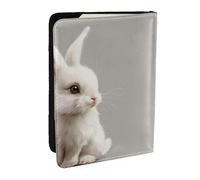 JEJEA Carino Bianco Coniglio Stampa Organizzatore di Viaggio Carte di Credito Caso Passaporto BookPassport Holder Cover Portafoglio forTraveling, Nero , Taglia unica