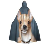 JEJEA carino chihuahua stampa Halloween con cappuccio mantello mantello unisex per cosplay, feste di Natale bomboniere abiti strega
