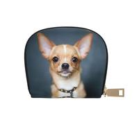 JEJEA Carino Chihuahua Stampa Portafoglio Porta Carte Di Credito, Piccolo Portafoglio Porta Carte con Cerniera, Porta Carte In Pelle, bianco, Taglia unica