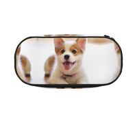 JEJEA Carino Corgi Stampa Grande Capacità Matita Penna Caso Grande Stoccaggio Alta Capacità Sacchetto Del Sacchetto Del Supporto Della, Nero , Taglia unica, Organizer per borse